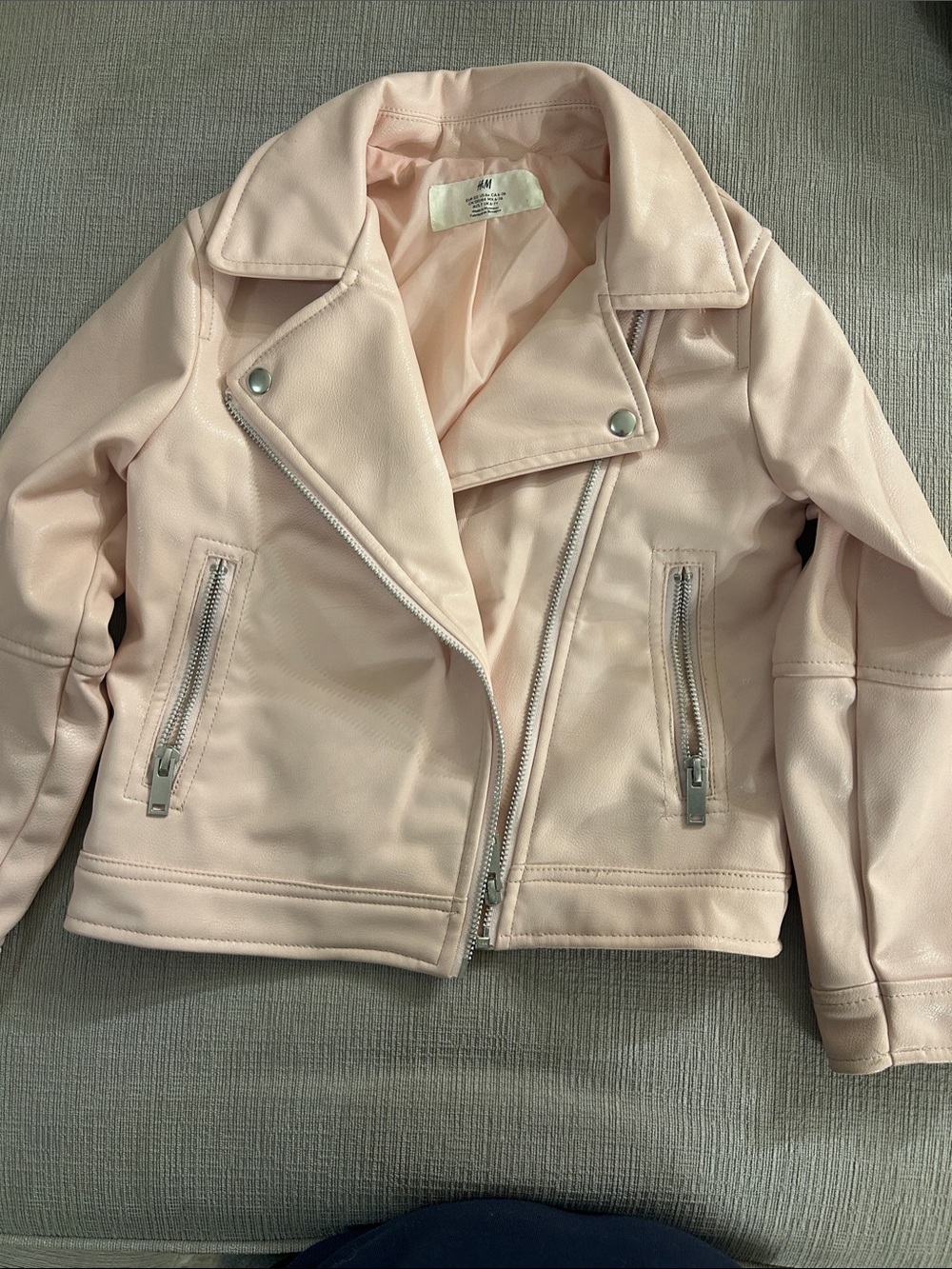H&M Light Pink Faux Leather Moto Jacket